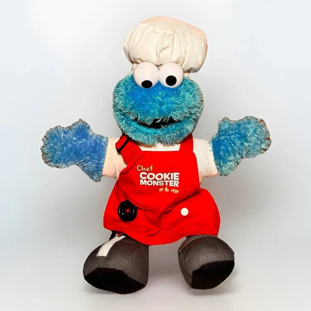 Chef Cookie Monster Plush Sesame Street Stuffed Toy Apron Hat